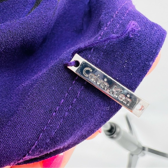 Calvin Klein Pleated Neck Diamond Pattern Sleeveless Blouse Purple Size Large - Picture 6 of 12